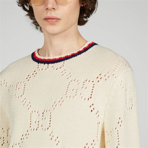 Perforated GG cotton sweater 